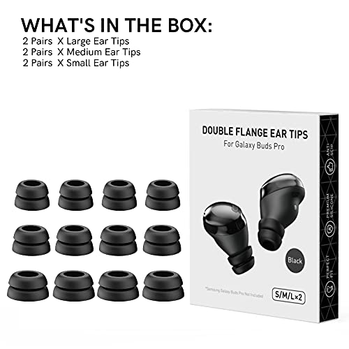 Delidigi for Galaxy Buds Pro Ear Tips, 6 Pairs Double Flange Silicone Eartips Earbuds Earplug Replacement Accessories Compatible with Samsung Galaxy Bus Pro 2021 S/M/L Size