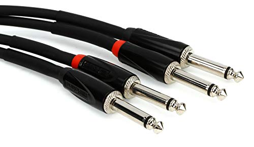 Roland Black Series Interconnect Cable, Dual 1/4-Inch to Dual 1/4-Inch, 3-Feet | 3ft Dual 1/4 inch TS cable with oxygen-free copper core and spiral shielding for pedals, instruments and mixers - size: 3 ft, style: Dual 1/4"-1/4"