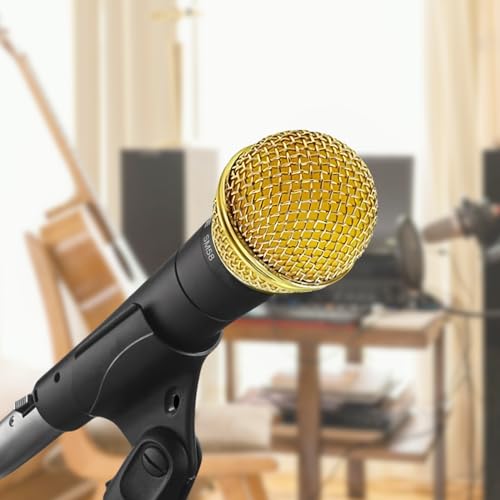 Musiin Mic Replacement Grille Compatible with SM58, BETA 58A(Gold 2 Pack) | SM58-LC, SM58S, SV100, PGX24, SLX4 Microphone Head Cap