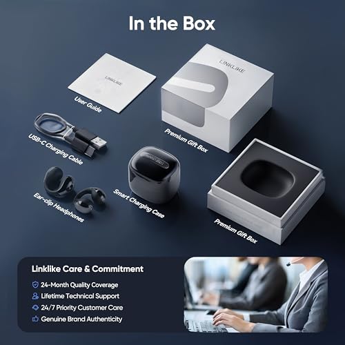 Linklike Air Open Ear Clip-on Earbuds|Zero-Gravity Wearable Tech|Midnight - color: Midnight