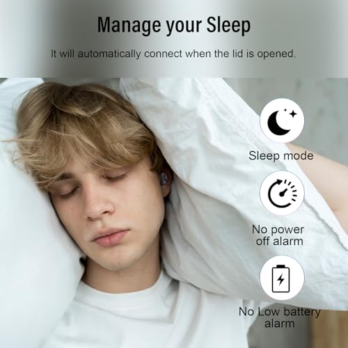 Sleep Earbuds Bluetooth 5.4 in Ear Light-Weight Headphones, Mini Sleep Headphones Small Design for Side Sleepers, 47H Playtime with Charging Case, Clear Calls Earphones, Haze Blue