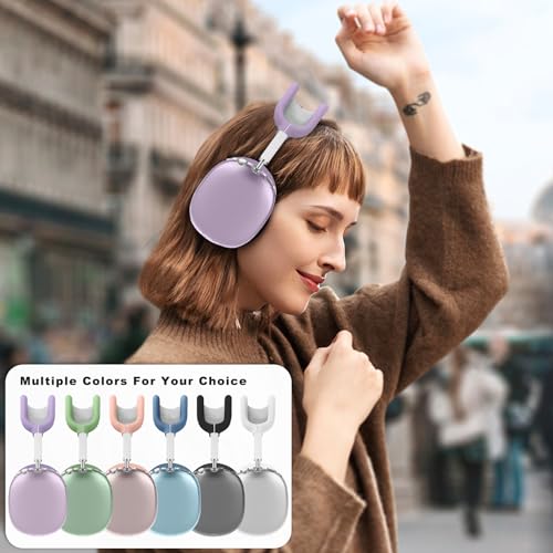 for AirPods Max case Cover,Anti-Scratch Ear Pad Case Cover/Ear Cups Cover/Headband Cover for AirPods Max. Clear Soft TPU and Silicone,Skin Scratch Proof. - color: 3PC-Purple