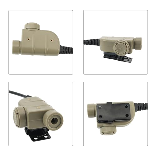 U94 PTT 2pin,Push to Talk for UV5R etc. with Civilian Version,Airsoft Tactical Headset(Tan)