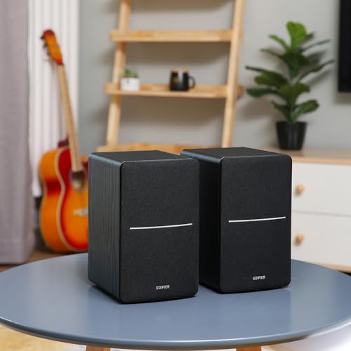Edifier R1280DBs Active Bluetooth Bookshelf Speakers - Optical Input - 2.0 Wireless Studio Monitor Speaker - 42W RMS with Subwoofer Line Out - Black - color: black