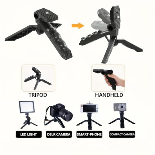 Tripod Vlogging Kit for iPhone and Android with LED Light Mini Shotgun Mic Adjustable Phone Holder for Travel, Live Streaming, Black - color: Black