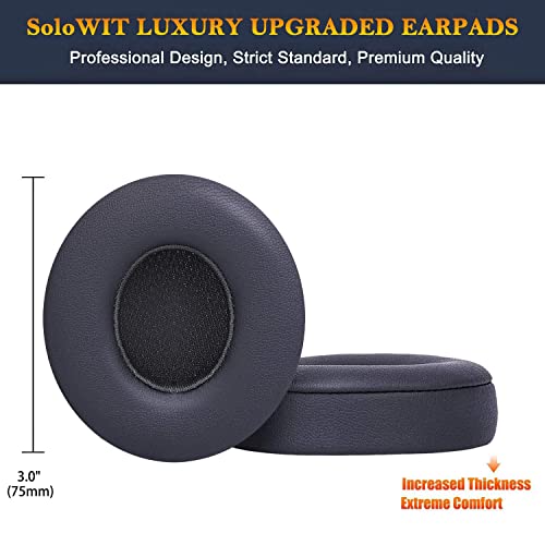 SoloWIT Earpads Cushions Replacement for Beats Solo 2 & Solo 3 Wireless On-Ear Headphones, Solo2 Solo3 Ear Pads with Soft Protein Leather, Added Thickness - Titanium - color: Titanium