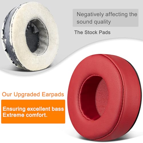 SOULWIT Earpads Replacement for Skullcandy Hesh & Hesh 2 Wireless Over-Ear Headphones, Ear Pads Cushions with Soft Protein Leather, Noise Isolation Foam - Red - color: Red