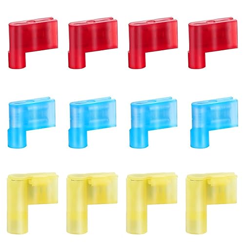 smseace 120Pcs Right Angle Spade Connector 22-18/16-14/12-10AWG Nylon Quick Disconnect Flag Terminal Red/Yellow/Blue 90 Degree Wire Terminal Connector - size: 120Pcs