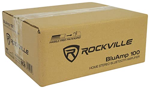 Rockville BLUAMP 100 Home Stereo Bluetooth Amplifier with USB/Mic Input | RCA Output, 500W Peak / 120W RMS, 2-Channel, Karaoke with Echo, SD Playback, Remote, FM Radio, Class A/B, LCD Display