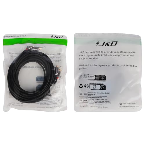 J&D 2 RCA Extension Cable, RCA Cable, Gold Plated Copper Shell Heavy Duty 2 RCA Male to Female Stereo Audio Extension Cable for TV, Amplifiers, 20 Feet - size: 20 Feet