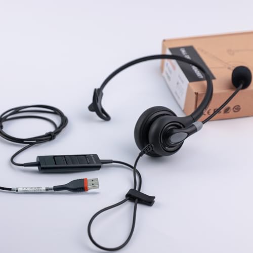 Arama USB Headset with Microphone (A600MONO) – Noise Cancelling, Inline Volume & Mute Control, USB-A & USB-C Compatible for Computer, Laptop, Mac, Zoom, Teams, Skype