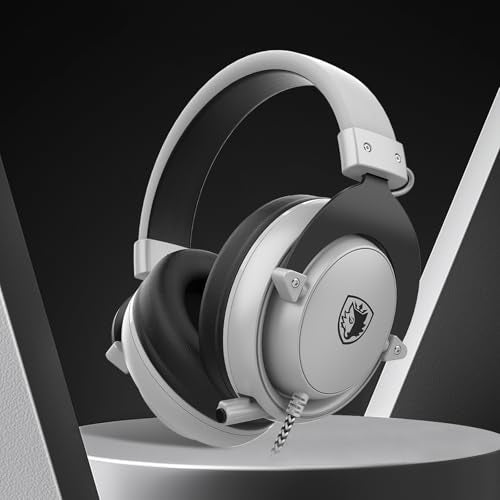 SADES MPOWER Stereo Gaming Headset for PS4, PC, Mobile, Noise Cancelling Over Ear Headphones with Retractable and Flexible Mic & Soft Memory Earmuffs for Laptop -Angel Edition (Grey) - color: Grey