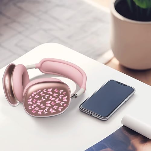 Cute Butterfly Clear Case for Airpods Max Headphones Kawaii Pink Girly Soft TPU Ear Cups Cover Anti-Scratch Silicone Ear Pad Protective Case Dreamy Headband Cover for Apple Airpods Max - color: Butterfly 10
