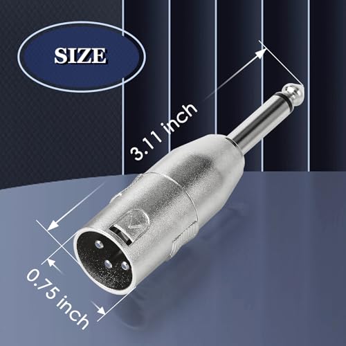 4-Pcs XLR Male to 1/4" 6.35mm TRS Male Adapter, Silver | Diecast Zinc Alloy Shell, Low Noise, Pro-Grade Sound, Tight Fit, Conversion Adapters For Mic, PA, DJ, Instrument, Studio Gear - size: 4 pcs M-M, style: 1/4" to XLR Adapter