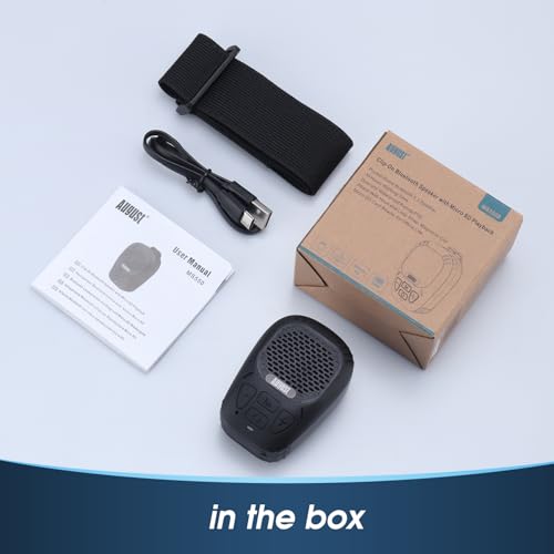 August MS550 Portable Bluetooth Speaker with Magnetic Clip On, Microphone | 30H Playback, IP56 Waterproof, Micro SD for MP3, Hands Free Calling, Outdoor Speaker for Cycling Hiking Camping