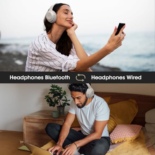 DOQAUS Bluetooth Headphones Over Ear, 70H Playtime,3 EQ Modes, with ENC Mic | HiFi Stereo Sound, Deep Bass, Soft Memory Foam Earpad, BT5.4, Headphone Wireless for Phone PC Travel Home Office, Light Grey - color: Light Gray