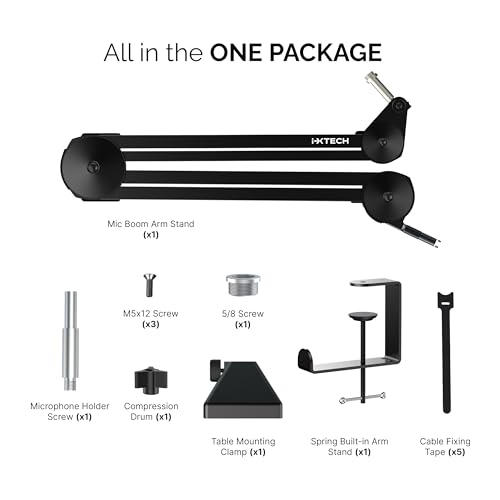 Microphone Boom Arm Stand, Heavy Duty Adjustable Mic Stand with Cable Ties, Desk Mount Arm Stand for Gaming Streaming Podcasting. - color: MI06 MEDIUM