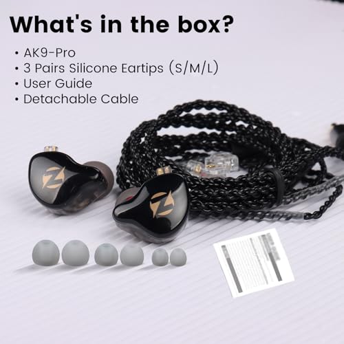 AK9 PRO Wired IEM Earbuds, Hi-Res Audio, 11mm Dynamic Driver, Detachable 2-Pin Cable, Noise Isolating in-Ear Monitors for Music, Gaming & Smartphones - color: White