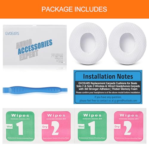 Replacement Ear Pads for Beats Solo 3 - Cooling Earpad Cushions for Solo 2 | Solo On-Ear Headphones Covers with Strong Adhesive Memory Foam (White) - color: White Cooling
