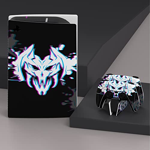 PlayVital Glitch Demons Full Set Skin Decal for ps5 Console Disc Edition, Sticker Vinyl Decal Cover for ps5 Controller & Charging Station & Headset & Media Remote - color: Glitch Demons