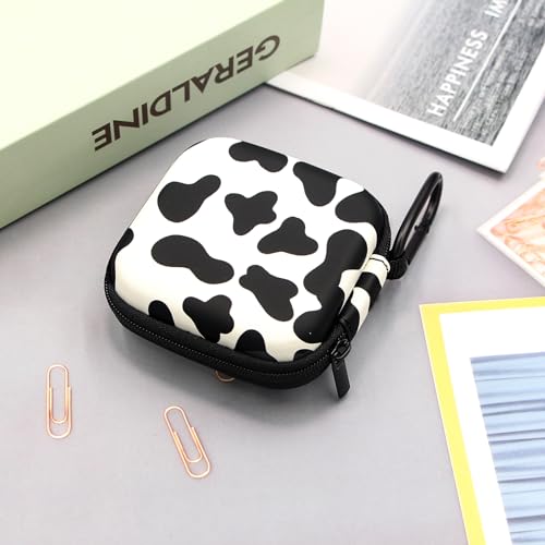Earbud Case,Headphone Organizer Earbud Storage Bag, Hard EVA Shockproof Cover Carrying Case with Carabiner Clip Compatible with AirPods 4 AirPods Pro 2nd /3/2/1 Bose Galaxy Buds (Cow) - color: Cow