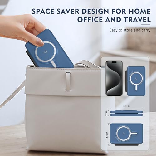 Wireless Charger iPhone - 3 in 1 Charging Station for Apple Devices for iPhone 17 16 15 14 13 12 Pro Max Plus - Foldable Magnetic Charging Pad for Apple Watch Series & Airpods Series - color: Blue