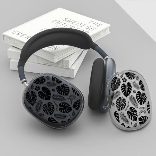 Joyland Silicone Case for AirPods Max Headphones,Black Leaves Soft TPU Ear Cups Cover/Ear Pad Cover/Headband Protection for Apple AirPods Max USB-C/Lightning (2024/2020),Clear Black - color: Black-Black Leaves