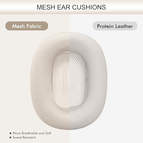 GEVO Upgraded Ear Cushions Replacement Earpads for AirPods Max 1 & 2 Headphones, Mesh Fabric Ear Pads Ear Covers Cups with Memory Foam and Magnet for AirPods Max 1 & 2 (Starlight) - color: Starlight