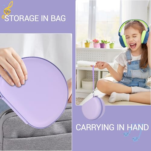 Hard Kid Headphone Case for ICLEVER BTH12/BTH26/HS19,Acer Kids,JoySpark | Also for EarFun k1 K2/AILIHEN C8/Candy Bila/Botesty Sound Kid Foldable Headphone, Hard Shell EVA,Handle Strap,Mesh Pocket - color: PURPLE