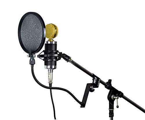 Nady 6-Inch Clamp On Microphone Pop Filter Wind Screen with Flexible Gooseneck and Metal Stabilizing Arm (SPF-1) - style: Upgraded Pop Filter with Stablizing Arm