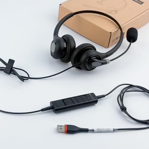 Arama Dual USB Headset with Microphone for PC, Computer, Laptop, USB-A/C | Noise-canceling Mic, Plug-and-play, Soft Ear Cushions, Lightweight, Stereo Sound, Wide Compatibility with PC/Laptop/Computer