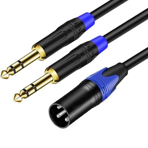 6.35mm Dual TRS to XLR Male Cable for Microphone, Mixer, Amplifier, 11.8inch, Dual1/4 TRS to XLR Audio Cable, Y Splitter Patch Cord, 3-Pinxlr to Dual 1/4 Male Converter Adapter Cable - style: 1PACK-11.8inch-Male