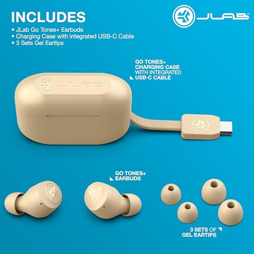 JLab Go Air Pop+ Tones True Wireless Earbuds, in Ear Headphones, Bluetooth Earphones, 35H Playtime Ear Buds, Bluetooth Earbuds with Microphone, USB-C Charging Case, Dual Connect, EQ3 Sound, (155 N) - color: G-155 N, style: Tones+