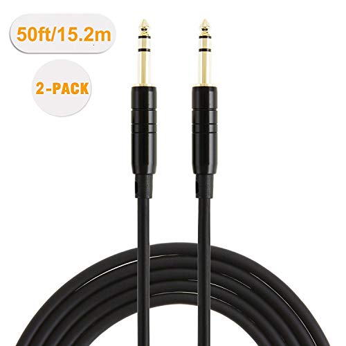 CableCreation 1/4 Inch 6.35mm TRS Balanced Stereo Instrument Guitar Cable | Pro Grade Quarter inch 1/4'' TRS Male to Male Audio Cable for Bass,Keyboard,AMP,Speaker,Mixer,Studio,Speaker/Receiver,6~50ft - size: 50 Feet