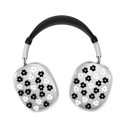 for Apple AirPods Max,Clear Flower Soft TPU Case for Women Girly,Black | Ear Pad Case Cover/Ear Cups Cover/Headband Cover for AirPods Max Headphones (2024/2020)Transparent AirPod Max (USB-C) - color: Black Flower