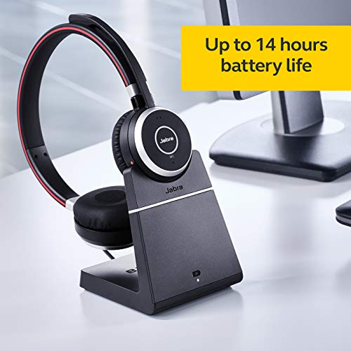 Jabra Evolve 65 MS Teams Wireless Headset, Mono – Includes Link 370 USB Adapter – Bluetooth Headset with Industry-Leading Wireless Performance, Advanced Noise-Cancelling Microphone, All Day Battery - size: Single-ear, style: Teams Certified