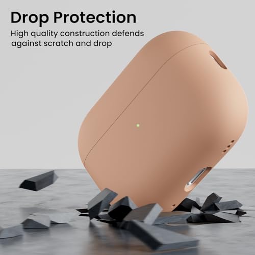 ORNARTO for AirPods Pro 2 Case, Hybrid Silicone, Dark Salmon | Hybrid Silicone Rubber, Front LED Visible, Wireless Charging, Skin-Friendly Soft Touch, Anti-Scratch, Detachable Lanyard - color: Dark Salmon