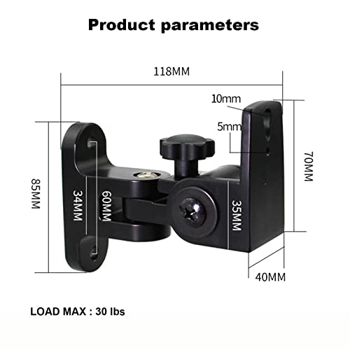 Speaker Wall Mount, Swivel and Tilt, Holds Up to 30lbs, 2 Packs | All Aluminum Wall Speaker Mount for Small Speakers, Compatible with JBL,Samsung, KEF, Klipsch, Sony and More, BS-218pro,Black