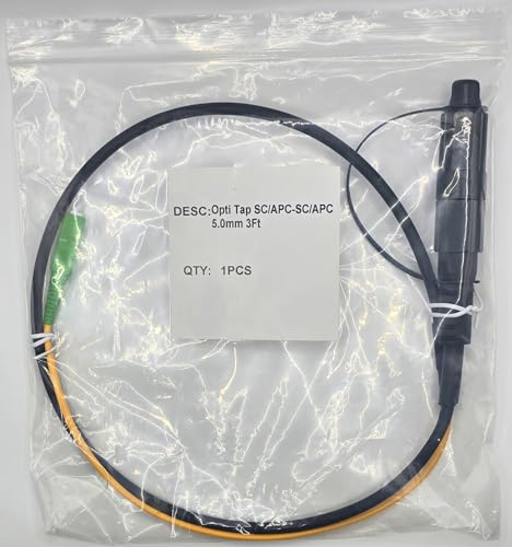 Fiber Patch Cable Opti Tap, 0.3M (1FT), Simplex SMF(G.657.A2), Opti-Tap SC/APC to Single SC/APC with 5.0MM LSZH Jacket, 2M, Test Cable