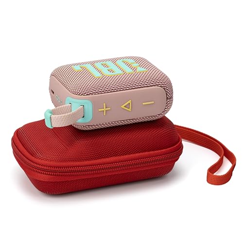 Ginsco Case for JBL Go 4 and Go 3- Ultra-Portable, Waterproof and Dustproof Bluetooth Speaker, for Go 3 - Mini Bluetooth Speaker, Travel Carrying Hard Case with Detachable Strap (Red) - color: Red