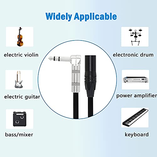 1/4 to XLR Cable 90 Degree Right Angle 6.35 mm TRS Male Plug to XLR Female Jack Audio Stereo Microphone Cable for Speakers, Stage, DJ and More(50cm)