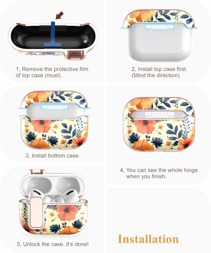 TATOFY for AirPods Pro 2nd Generation Case with Lock Carabiner Cleaner, Slim AirPod Pro 1st & 2nd Hard Case Cover, Compatible with MagSafe (Yellow) - color: Yellow, size: AirPods Pro 1st & 2nd Gen