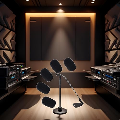 Microphone Wind Shield Foam Covers, 5 Pcs, Black, for Shure CVG18-B/C Gooseneck Condenser Microphone
