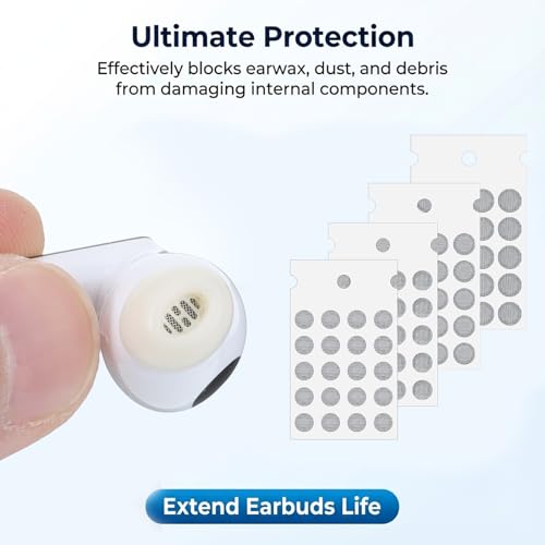 80 Pcs Earbud Dust Filters Compatible Mesh Net Replacement Sweat Resistant Protective Filt Stainless Dust Earphones Proof Accessories for in Ear Headphones