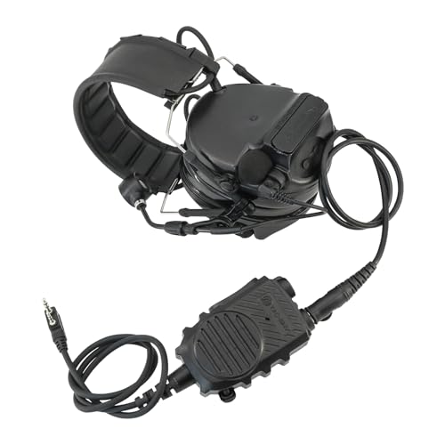 Tubeless 3.5mm Earpiece+PTT Hand Speaker Mic Kit w/ 2Pin K Plug,7.0mm Tactical Headset Jack for Clear Communication (Speaker Mic + Earpiece, Black) - color: Black, style: Speaker Mic + Earpiece