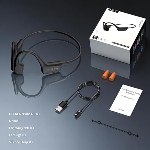 Open Ear Bone Conduction Headphones Bluetooth 6.0 Sports Earbuds with Mic, IPX7 Waterproof Sweatproof Headset for Running, Cycling, Lightweight Stereo Sound with Fast Charging