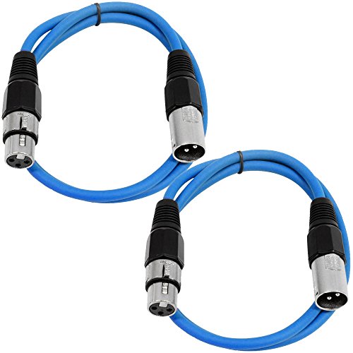 Seismic Audio - SAXLX-2-2 Pack of 2' XLR Male to XLR Female Patch Cables - Balanced - 2 Foot Patch Cord - Blue and Blue - color: Blue and Blue