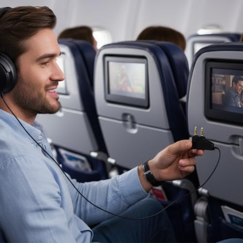 2PCS Airplane Headphone Adapter - 3.5mm Jack for Bose 700 QC 2/3 QC45/35 QC35ii QC15/25/20 NC700 SoundLink SoundLinkII AE2/2i/2W & More - Compatible with Most in-Flight Entertainment Systems - size: 2pcs