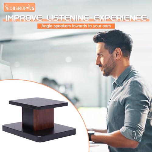 6" Desktop Bookshelf Speaker Stands Pair for Under 15" Studio Speaker Riser Medium&Small Speakers Studio Monitor Stand Computer Gaming Desk Speaker Stand(Yellow Sandalwood)