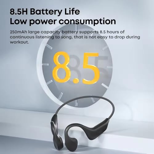 Open Ear Bone Conduction Swimming Headphones, IPX8 Waterproof, 16GB Memory, Bluetooth 5.4, AI Call Noise Reduction, Magnetic Fast Charge, 8.5H Playtime for Swim Run Bike-Black - color: Black